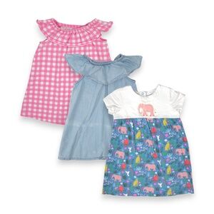 3-Pc Toddler Girls Casual Summer Dresses Bundle Set Size 2T/3T
